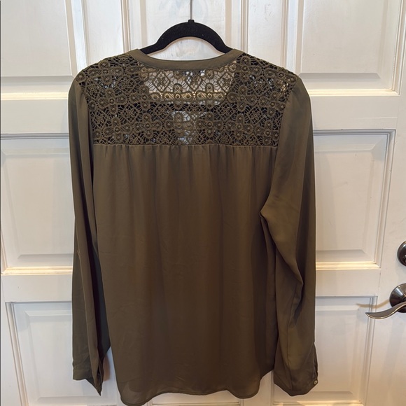 DR2 Olive Lace Accent Blouse - Picture 3 of 7